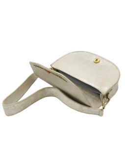 2.404_KLEIN/SILVER NAHUA - Sac à main cuir métallique argenté LOVE Klein