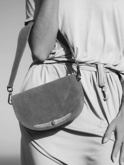 2.404_KLEIN/SILVER NAHUA - Sac à main cuir métallique argenté LOVE Klein