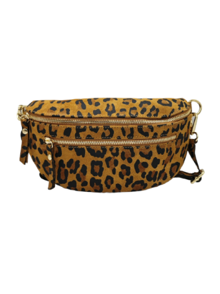 Soleil Chic Sac Banane cuir Demi Lune M2 LEO Camel Nubuck