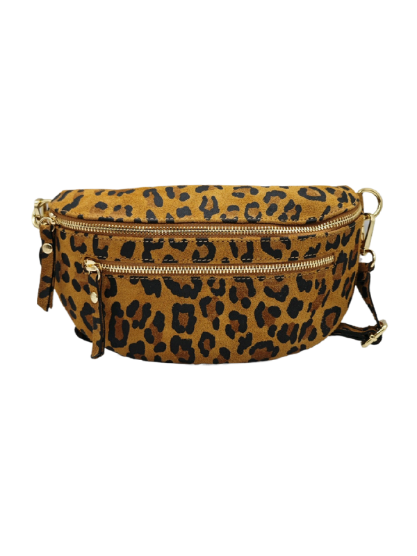 Soleil Chic Sac Banane cuir Demi Lune M2 LEO Camel Nubuck
