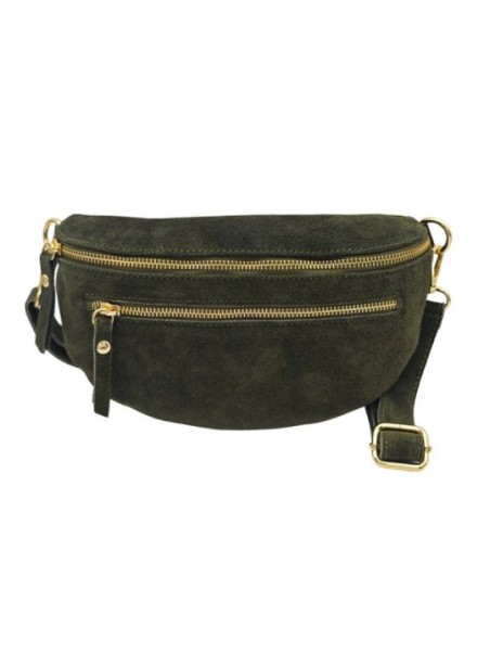 Soleil Chic Sac Banane cuir Demi Lune M2 Kaki Nubuck