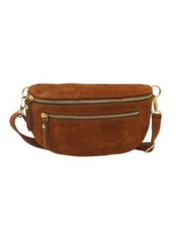 Soleil Chic Sac Banane cuir Demi Lune M2 Camel Nubuck