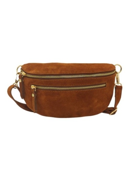 Soleil Chic Sac Banane cuir Demi Lune M2 Camel Nubuck