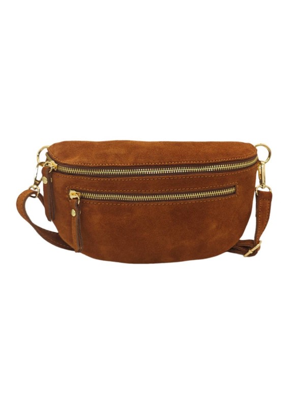Soleil Chic Sac Banane cuir Demi Lune M2 Camel Nubuck