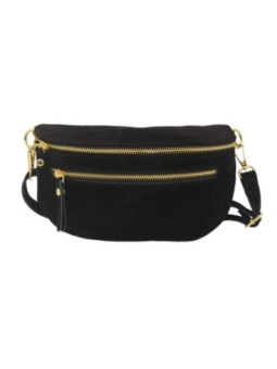 Soleil Chic Sac Banane cuir Demi Lune M2 Noir Nubuck