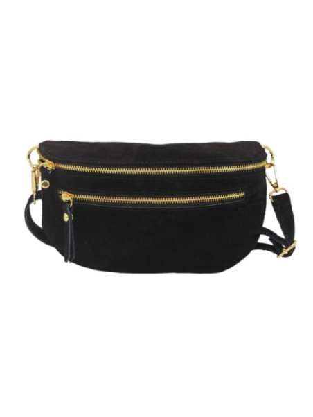 Soleil Chic Sac Banane cuir Demi Lune M2 Noir Nubuck