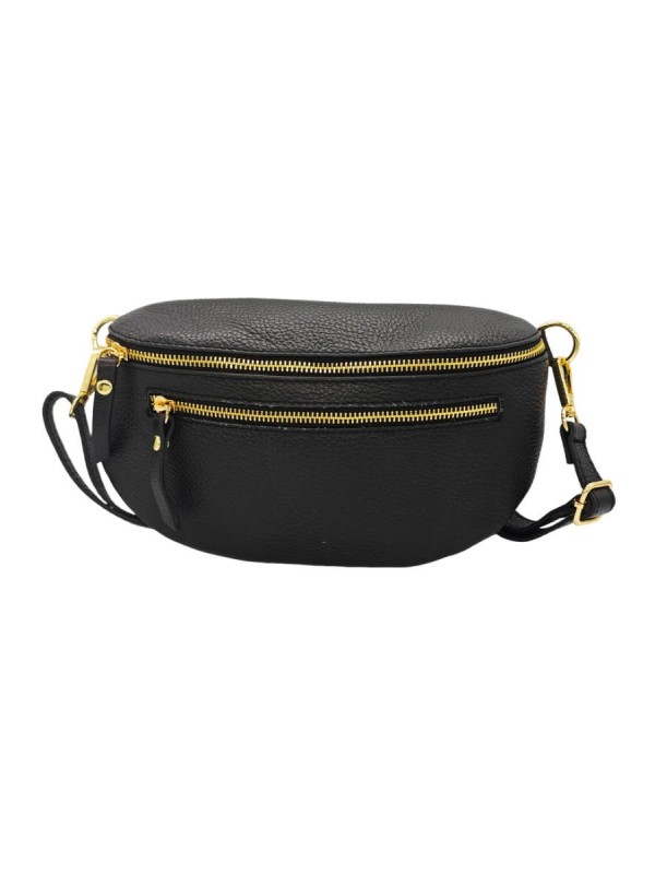 Soleil Chic Sac Banane cuir Demi Lune M2 Noir