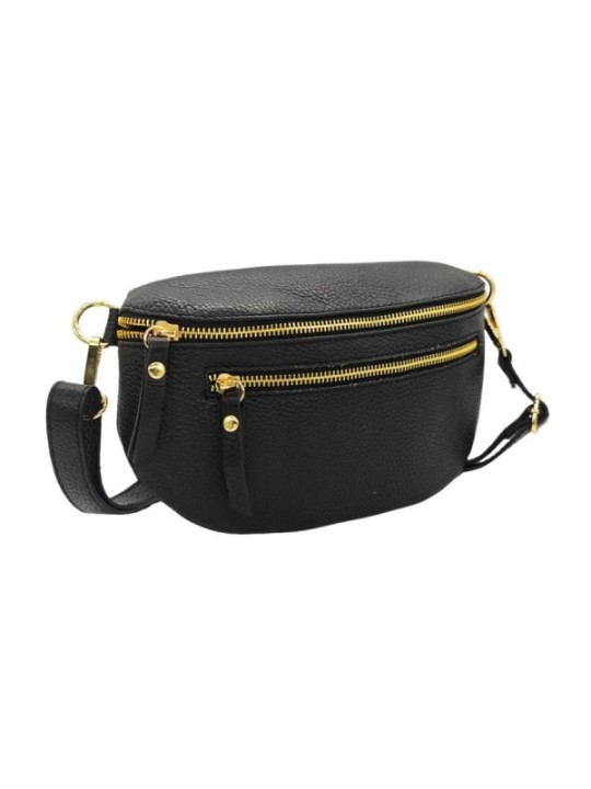 Soleil Chic Sac Banane cuir Demi Lune M2 Noir Irise