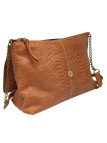 PIECES PCFELIZIA Large sac bandoulière cuir Root Beer Snake Embo