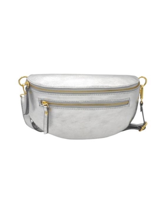 Soleil Chic Sac Banane cuir Demi Lune M2 Argent