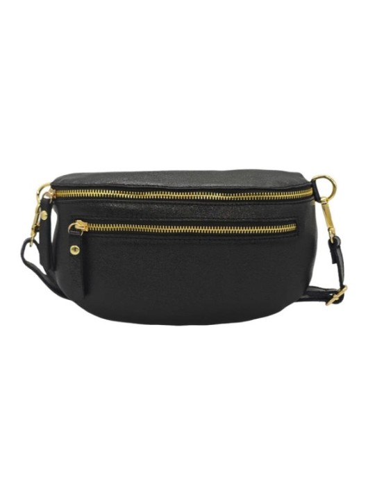 Soleil Chic Sac Banane cuir Demi Lune M2 Noir Irise