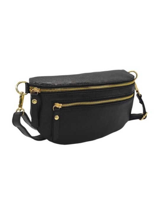 Soleil Chic Sac Banane cuir Demi Lune M2 Noir Irise