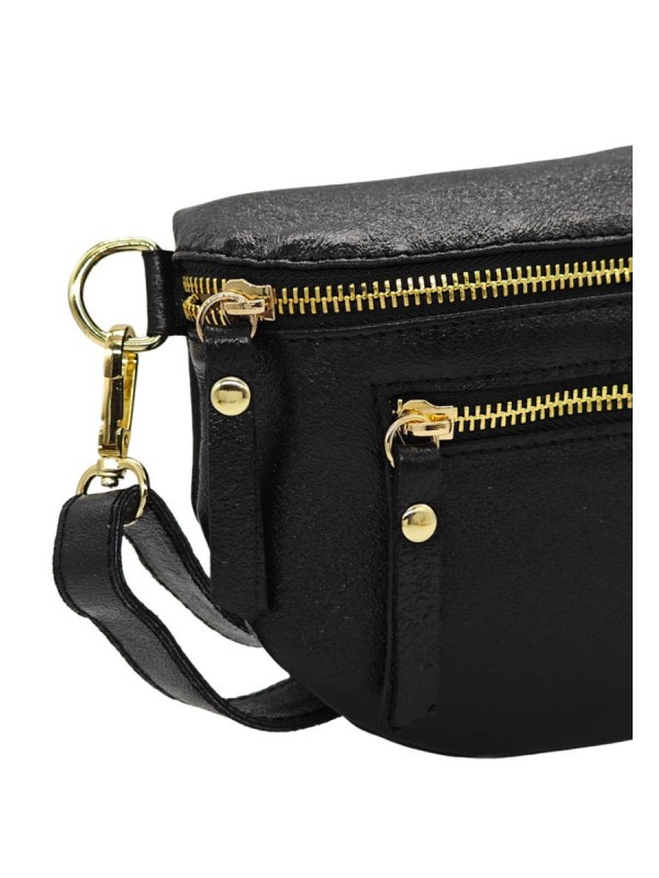 Soleil Chic Sac Banane cuir Demi Lune M2 Noir Irise