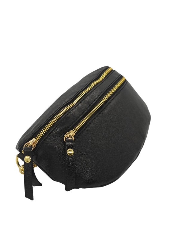 Soleil Chic Sac Banane cuir Demi Lune M2 Noir Irise