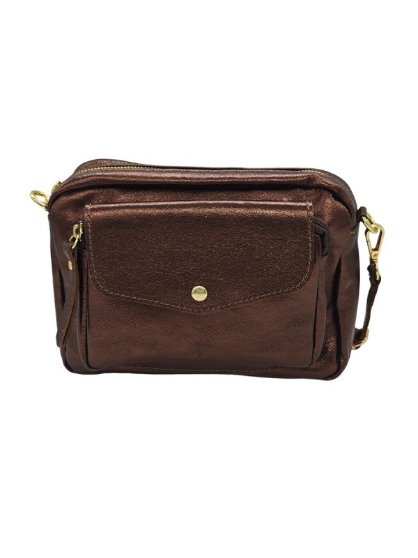 Soleil Chic Sac Bandoulière Rabat Marron Irise