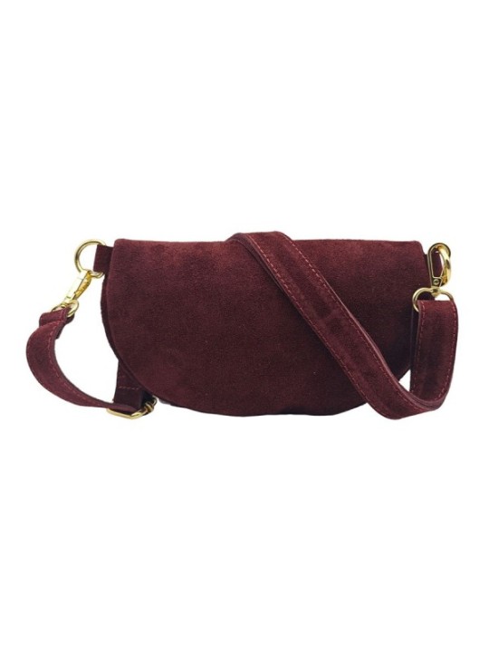 Soleil Chic Sac Banane cuir Demi Lune Nubuck Bordeaux