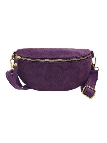 Soleil Chic Sac Banane cuir Demi Lune Nubuck Violet