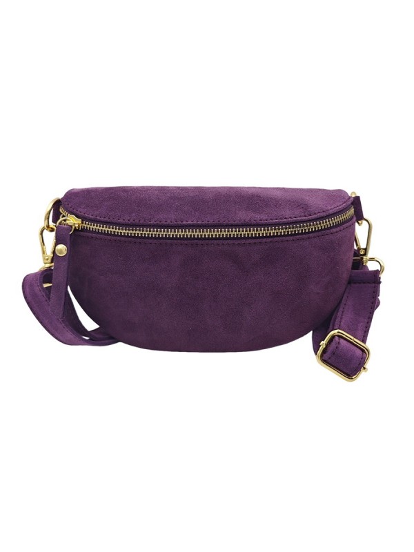 Soleil Chic Sac Banane cuir Demi Lune Nubuck Violet
