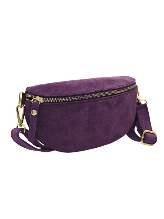 Soleil Chic Sac Banane cuir Demi Lune Nubuck Violet