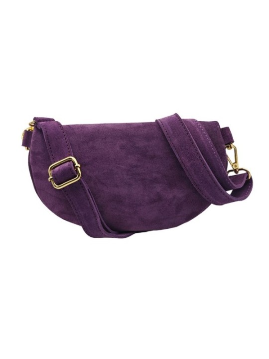 Soleil Chic Sac Banane cuir Demi Lune Nubuck Violet