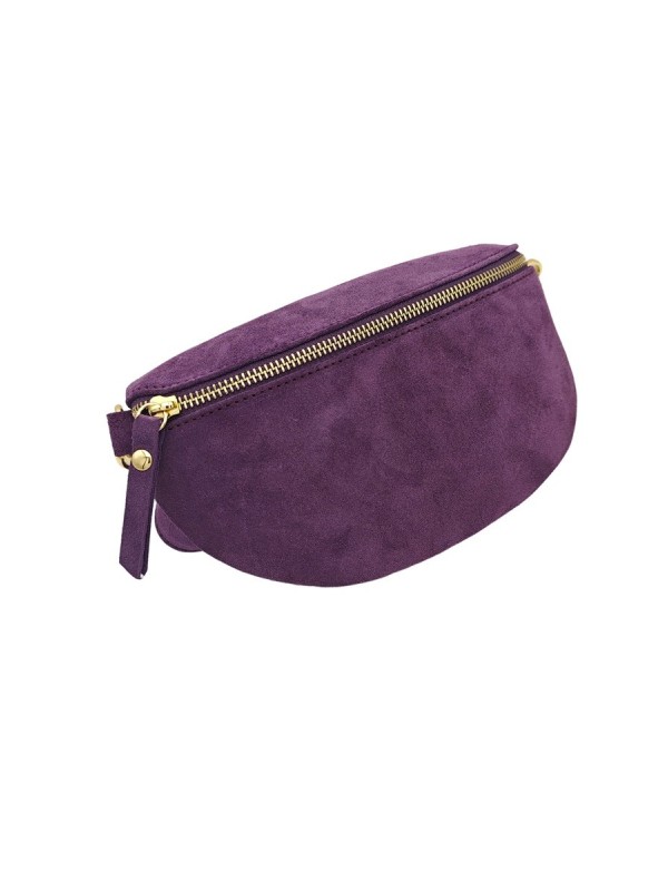 Soleil Chic Sac Banane cuir Demi Lune Nubuck Violet