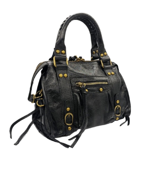 Soleil Chic Petit Sac Cuir Daisy Noir Irise