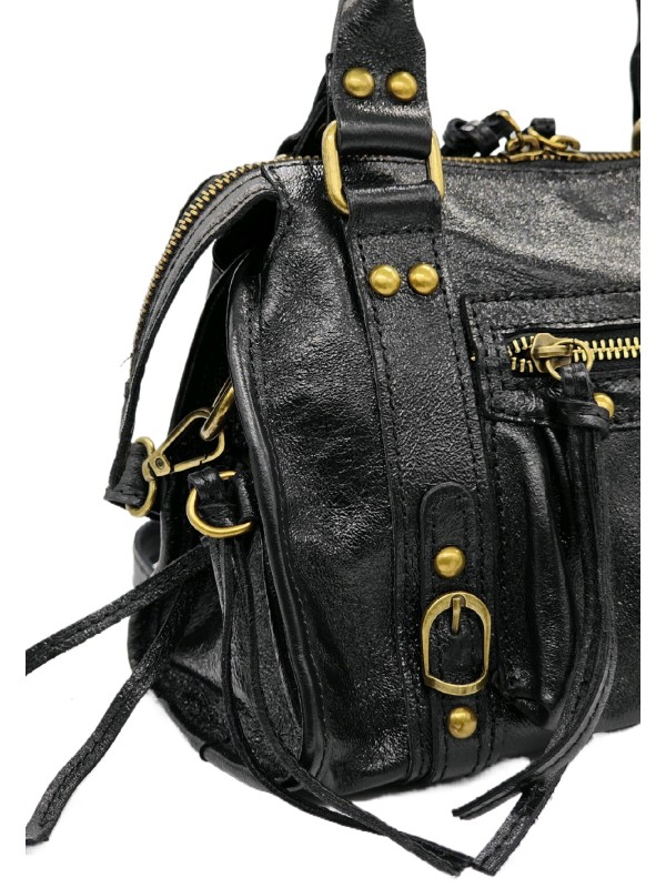 Soleil Chic Petit Sac Cuir Daisy Noir Irise