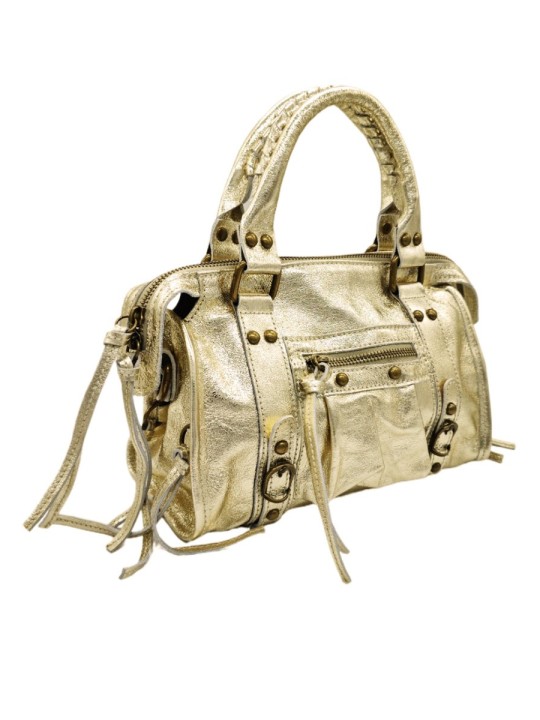 Soleil Chic Petit Sac Cuir Daisy Or