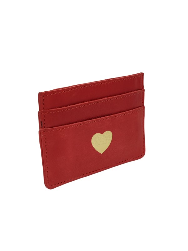 PCTALLI Porte-Carte Cuir High Risk Red Gold Heart PIECES