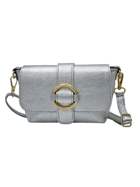 Soleil Chic Mini Sac bandoulière cuir Anneau Besace 166 Argent