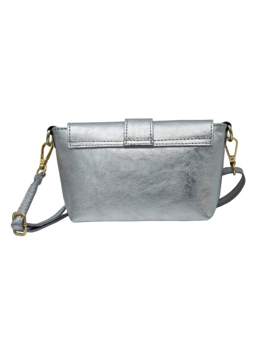 Soleil Chic Mini Sac bandoulière cuir Anneau Besace 166 Argent