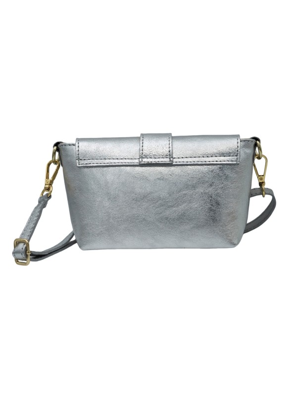 Soleil Chic Mini Sac bandoulière cuir Anneau Besace 166 Argent
