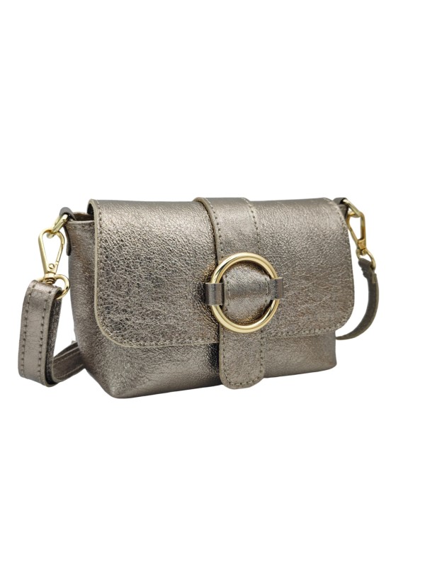 Soleil Chic Mini Sac bandoulière cuir Anneau Besace 166 Champagne