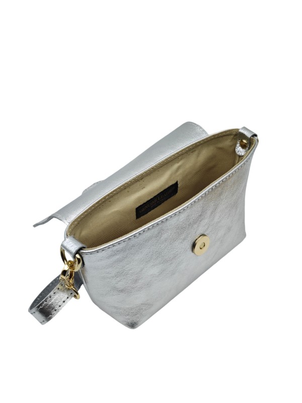 Soleil Chic Mini Sac bandoulière cuir Anneau Besace 166 Argent