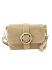 Soleil Chic Mini Sac bandoulière cuir Anneau Besace 166 Daim Beige