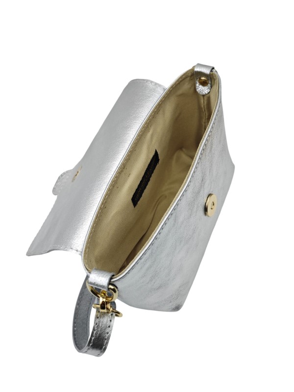 Soleil Chic Mini Sac bandoulière cuir Anneau Besace 166 Argent