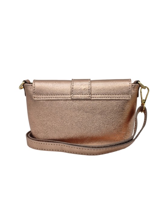 Soleil Chic Mini Sac bandoulière cuir Anneau Besace 166 Nude Irise