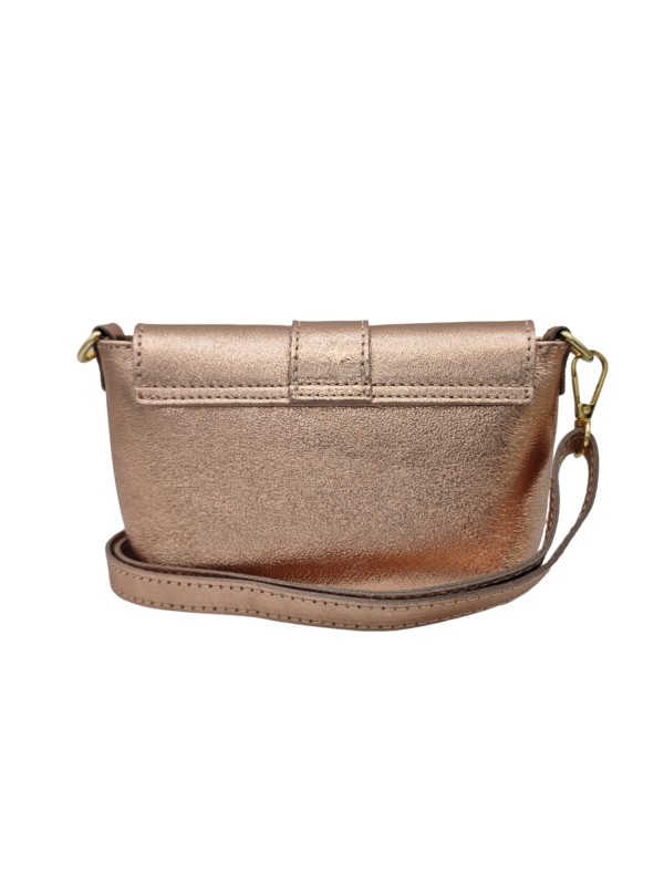 Soleil Chic Mini Sac bandoulière cuir Anneau Besace 166 Nude Irise