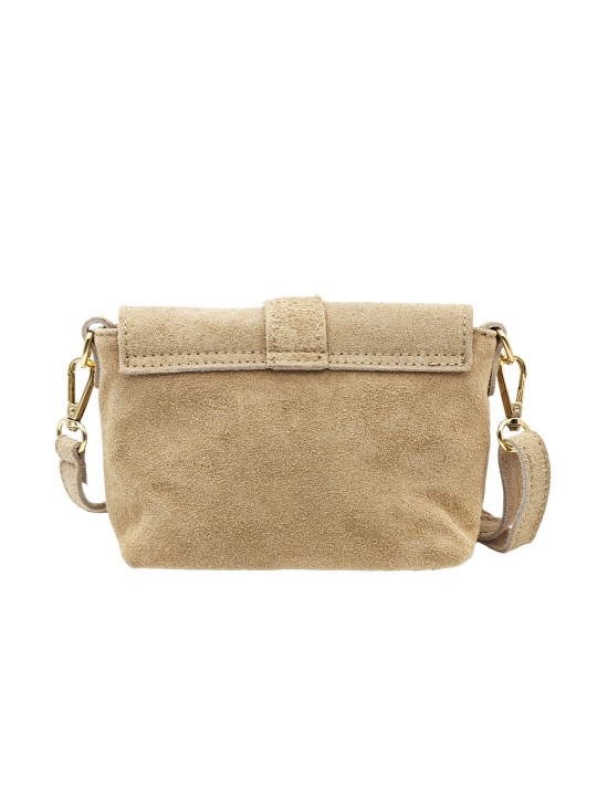 Soleil Chic Mini Sac bandoulière cuir Anneau Besace 166 Daim Beige