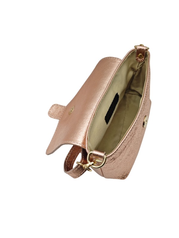 Soleil Chic Mini Sac bandoulière cuir Anneau Besace 166 Nude Irise