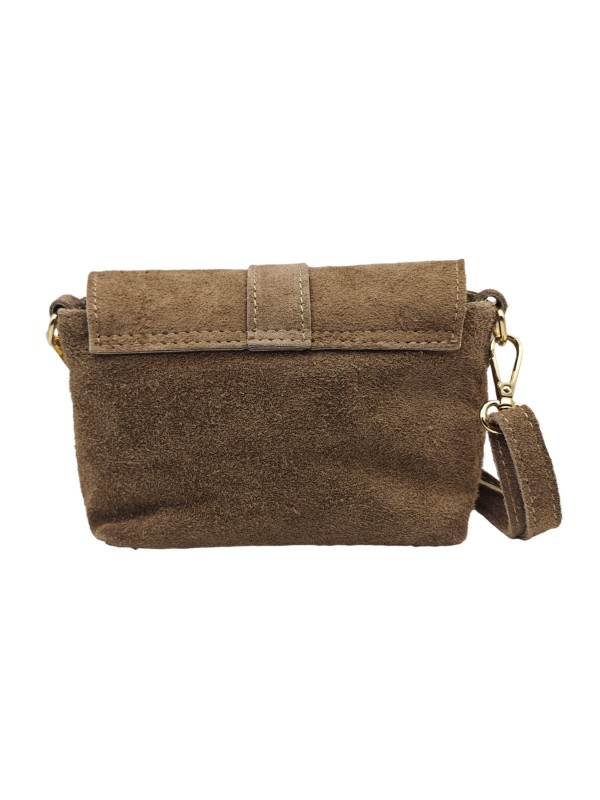 Soleil Chic Mini Sac bandoulière cuir Anneau Besace 166 Daim Taupe