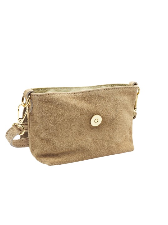 Soleil Chic Mini Sac bandoulière cuir Anneau Besace 166 Daim Beige