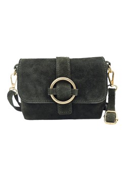 Soleil Chic Mini Sac bandoulière cuir Anneau Besace 166 Daim Kaki