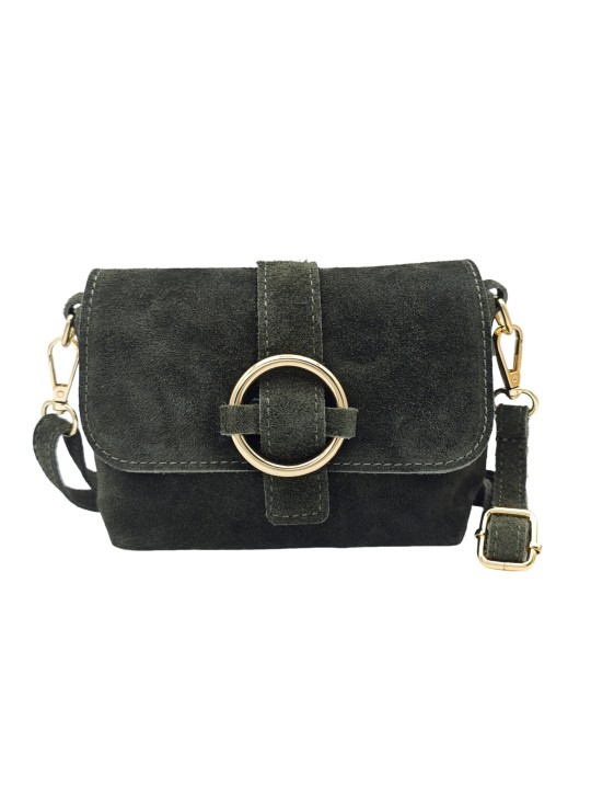 Soleil Chic Mini Sac bandoulière cuir Anneau Besace 166 Daim Kaki