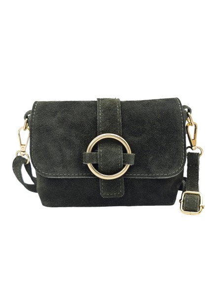 Soleil Chic Mini Sac bandoulière cuir Anneau Besace 166 Daim Kaki