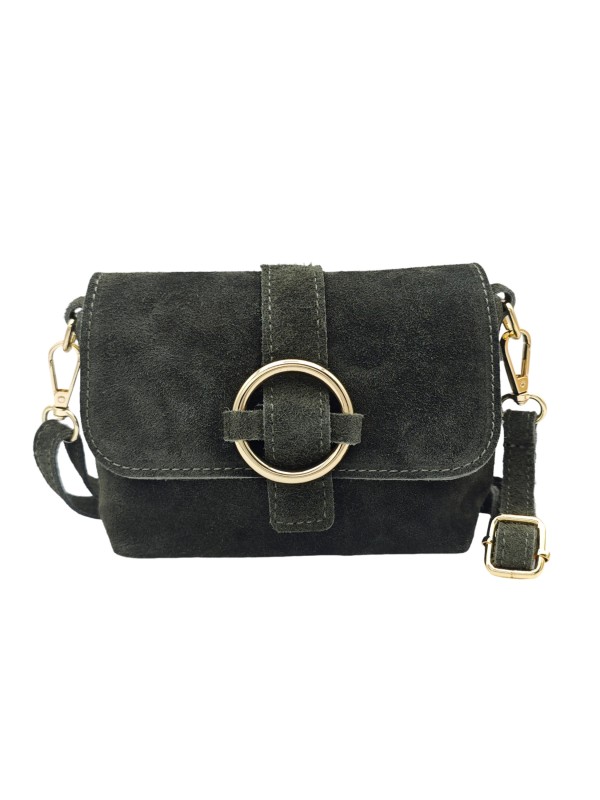 Soleil Chic Mini Sac bandoulière cuir Anneau Besace 166 Daim Kaki