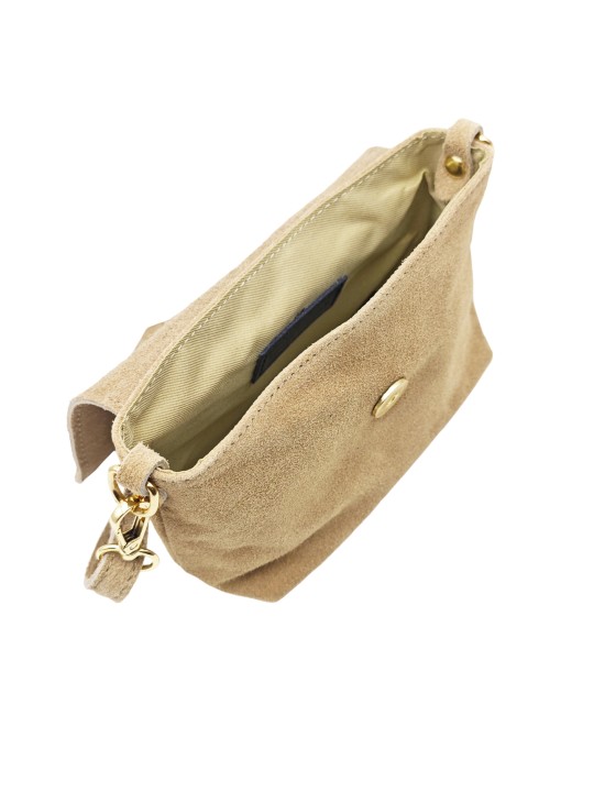 Soleil Chic Mini Sac bandoulière cuir Anneau Besace 166 Daim Beige