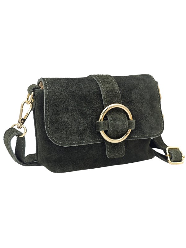 Soleil Chic Mini Sac bandoulière cuir Anneau Besace 166 Daim Kaki