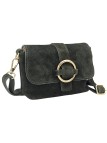 Soleil Chic Mini Sac bandoulière cuir Anneau Besace 166 Daim Kaki