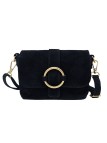 Soleil Chic Mini Sac bandoulière cuir Anneau Besace 166 Daim Noir